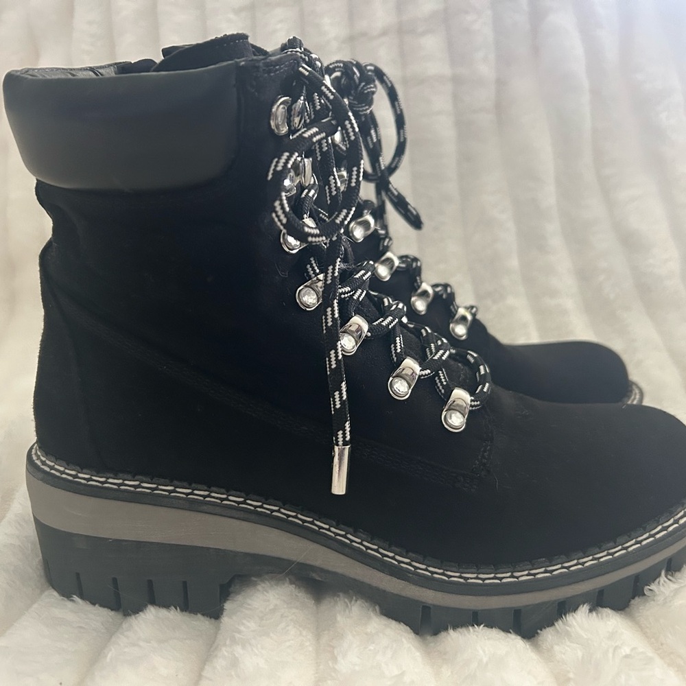 Jennifer Lopez Black Combat Boots with Silver Accents - Picture 5 of 6